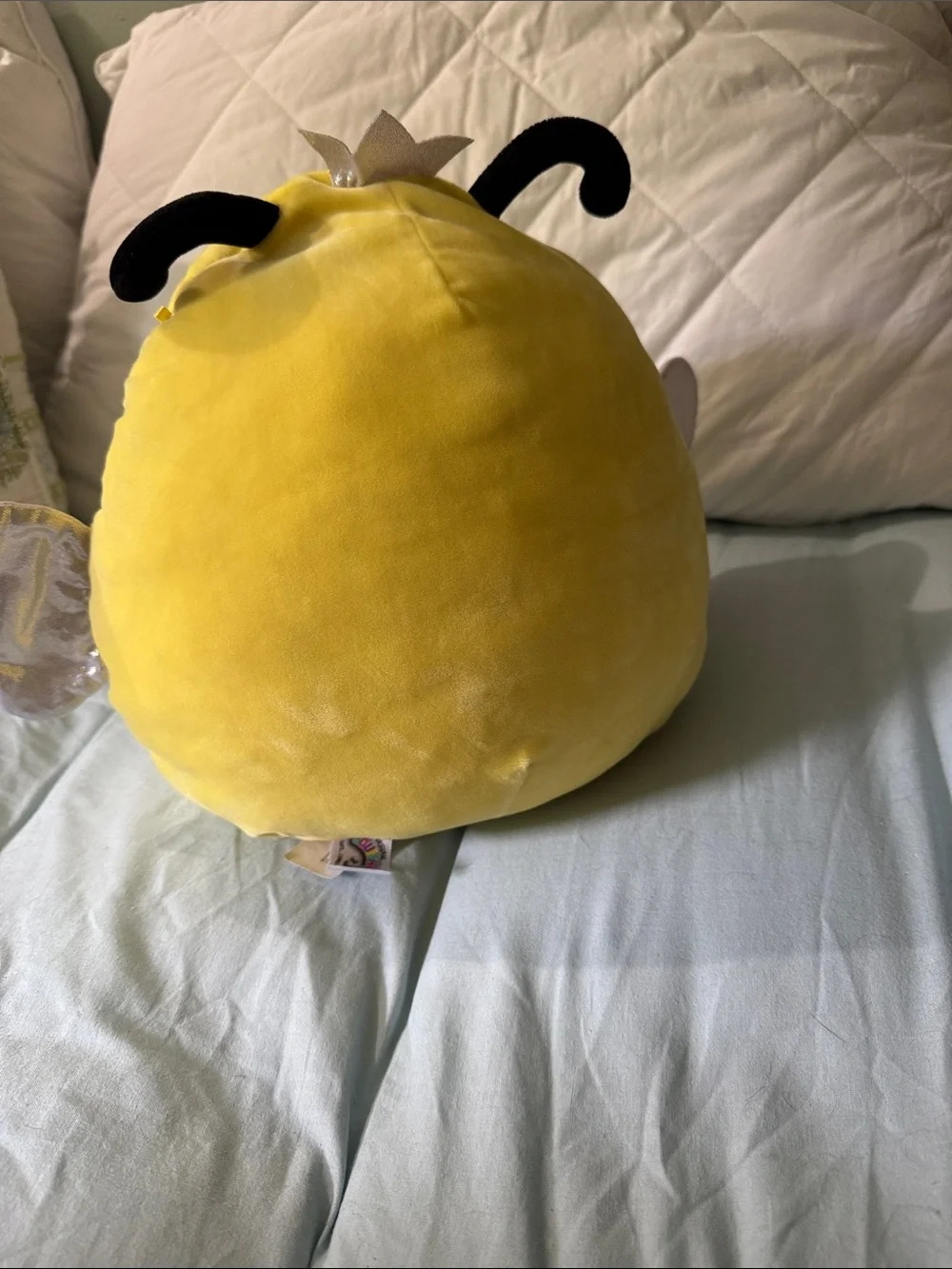 Squishmallows Yellow Bee Plush with Black Stripes and Sparkle Wings